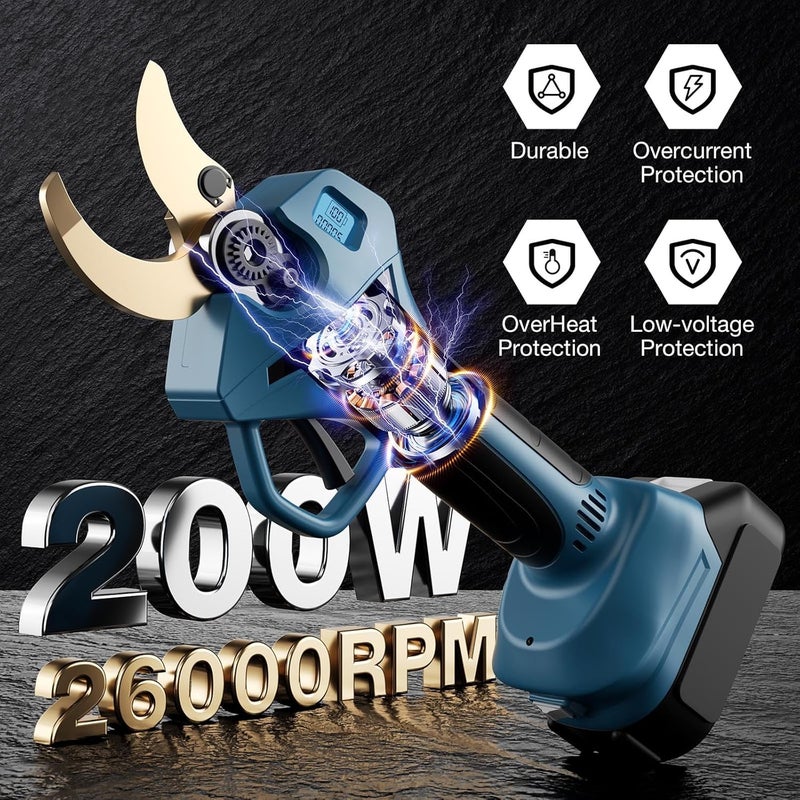 TengXcel Electric Pruning Shears for Makita LXT 18V Li-ion Battery, Cordless Pruner with LCD Display&SK5 Titanium Blades, 2.4" Cutting Dia. Brushless Shears for Gardening Tree Trimming (Battery NOT included) - Image 2